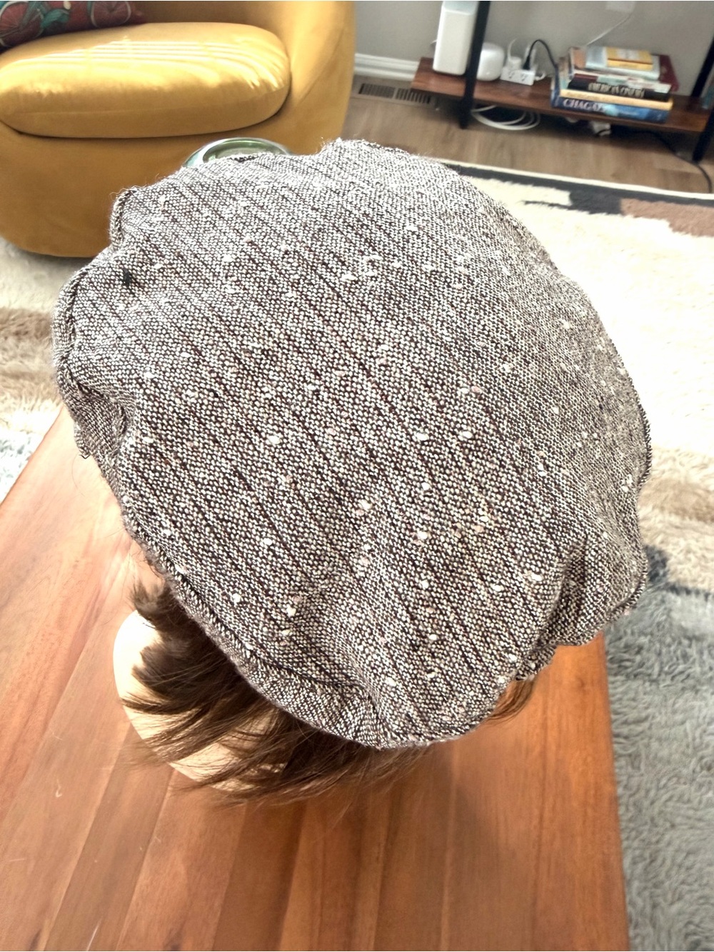 ROXY Wool Blend Tweed Newsboy Cabbie Cap Brown Pink Y2K Skater Hat - Picture 4 of 10